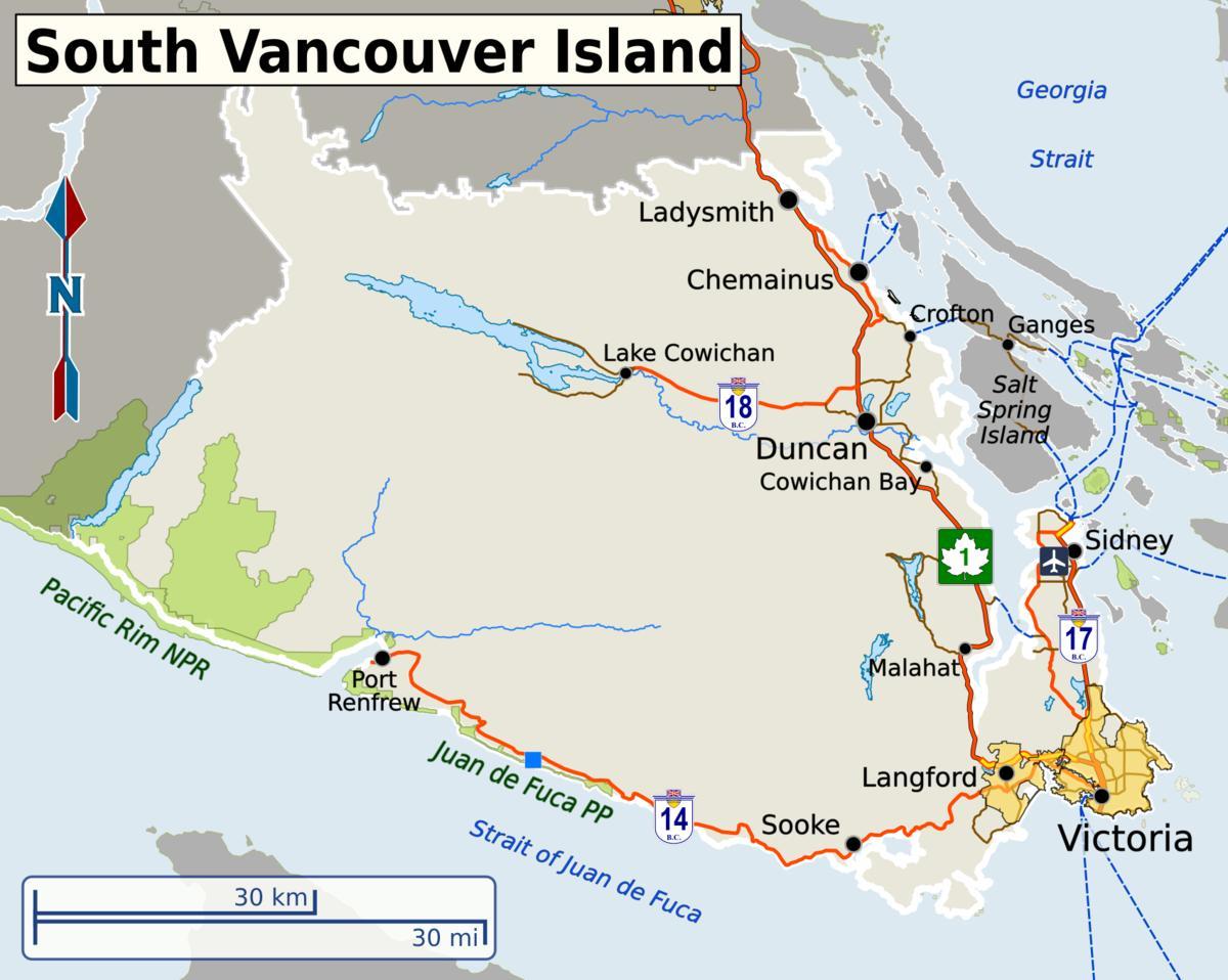 Հարավ-Vancouver քարտեզ