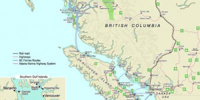 Լաստանավերով Vancouver Vancouver island քարտեզի վրա