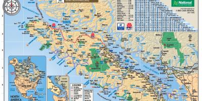 Քարտեզ կղզու Vancouver-ին զբոսայգիները