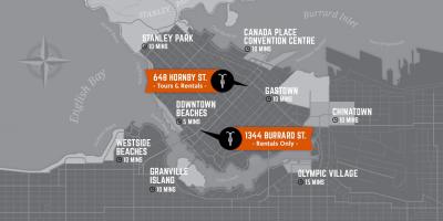 Քարտեզ ցիկլի ղեկավարությունը կղզու Vancouver 