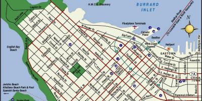 Քարտեզ կենտրոնի քաղաքի Vancouver 