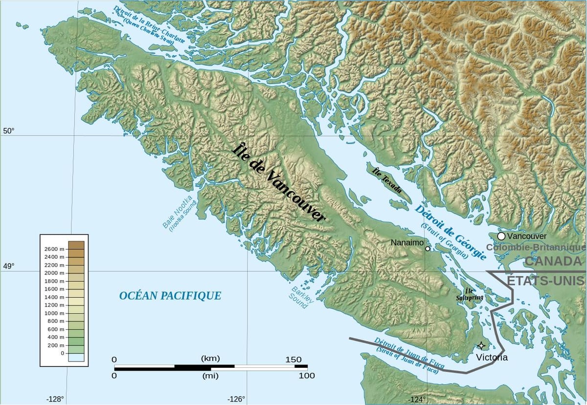 Քարտեզ топографическая Vancouver island