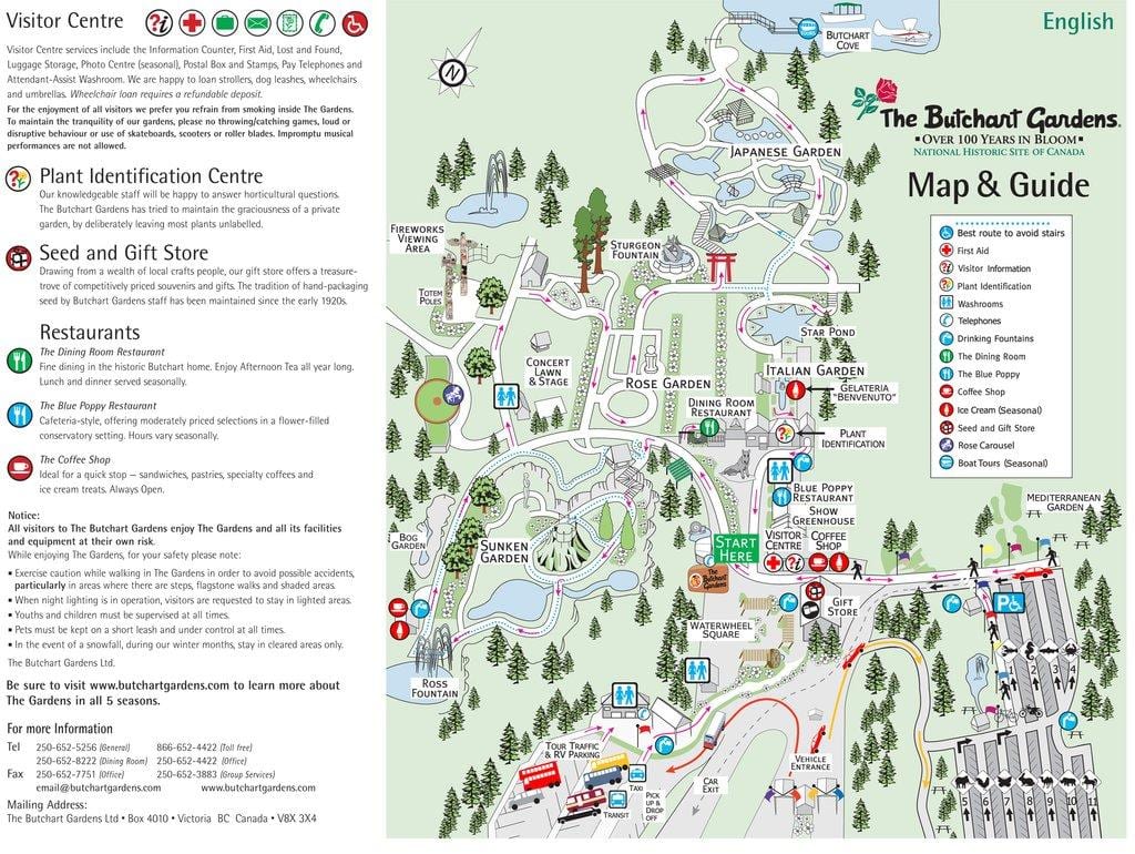 այգիներ бучарт քարտեզի վրա կղզու Vancouver