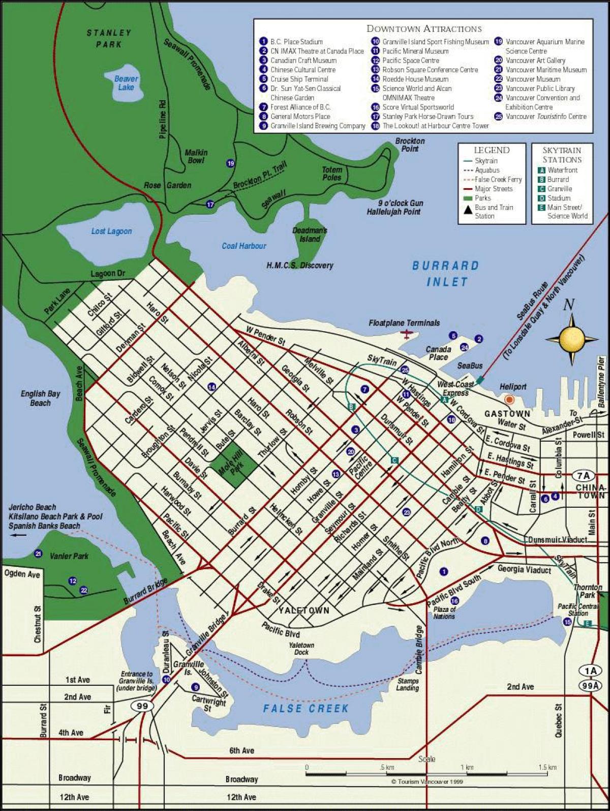 Vancouver bc վայրերի քարտեզ
