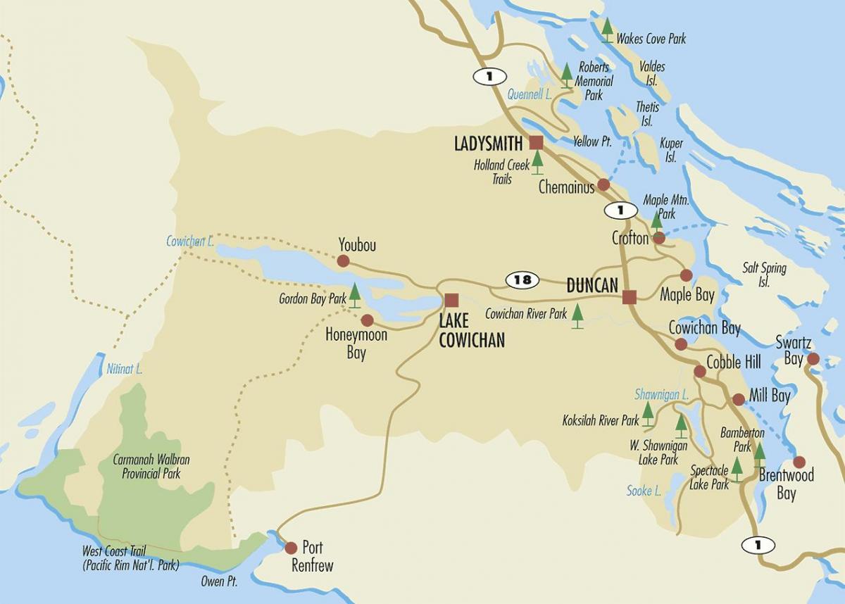 Քարտեզ Duncan Vancouver island 