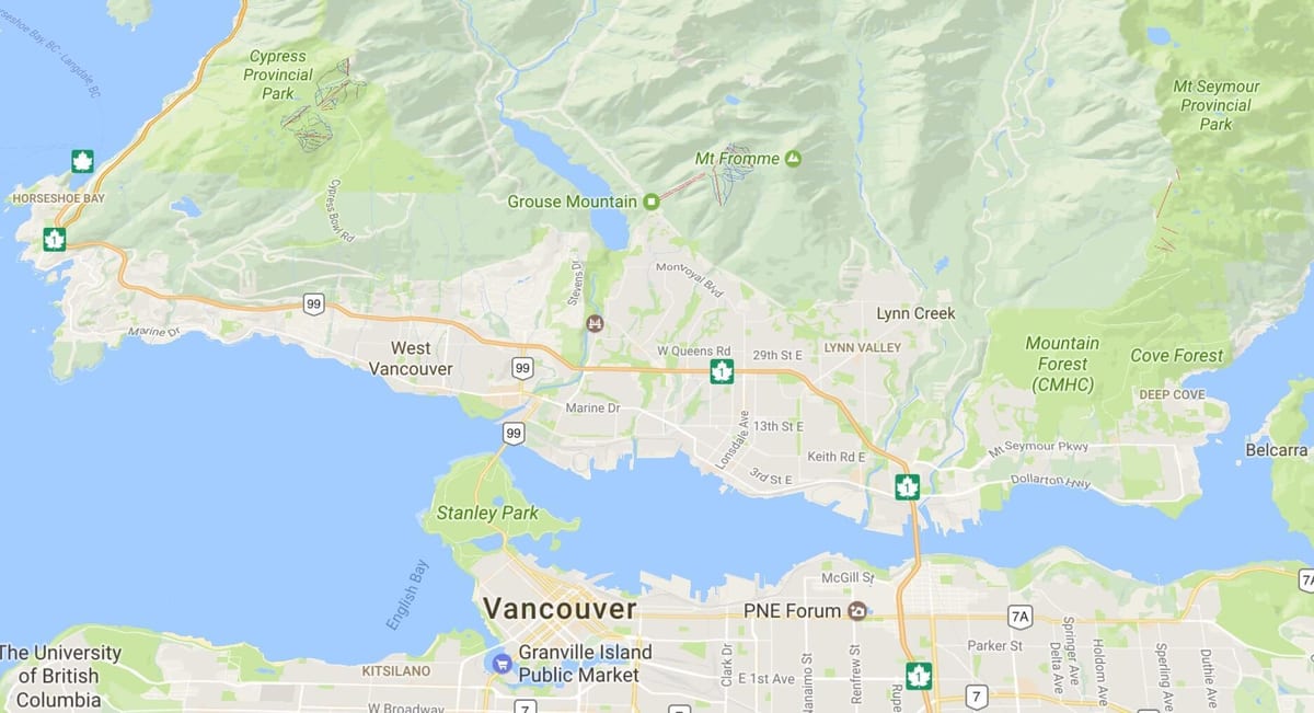 Vancouver island լեռներում քարտեզի վրա