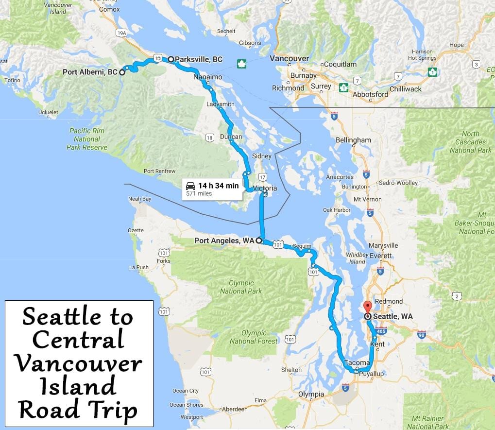 Քարտեզ կղզու Vancouver ուղեւորությունը