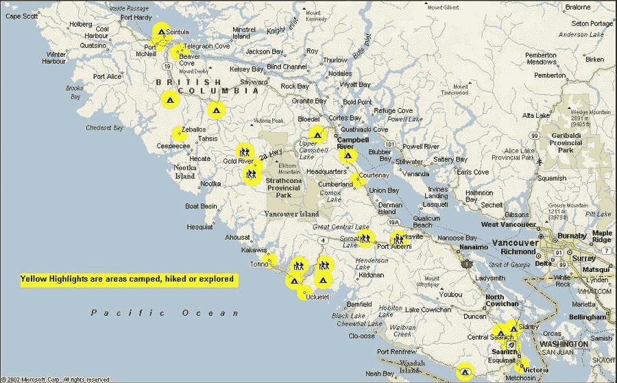 ճանապարհային քարտեզ կղզու Vancouver bc