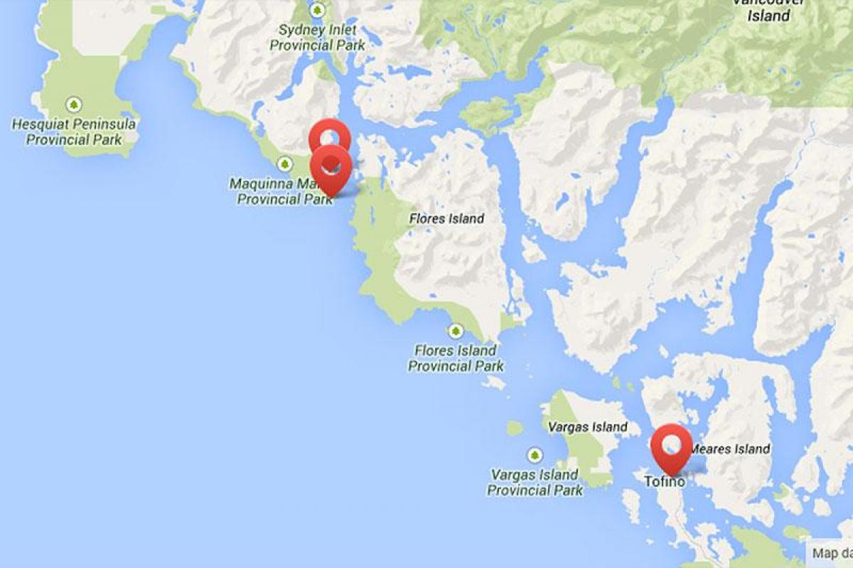 Քարտեզ կղզու Vancouver տաք աղբյուրներ