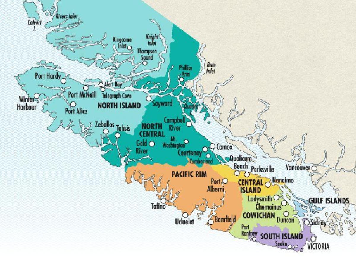 Քարտեզ կղզու Vancouver виноделен