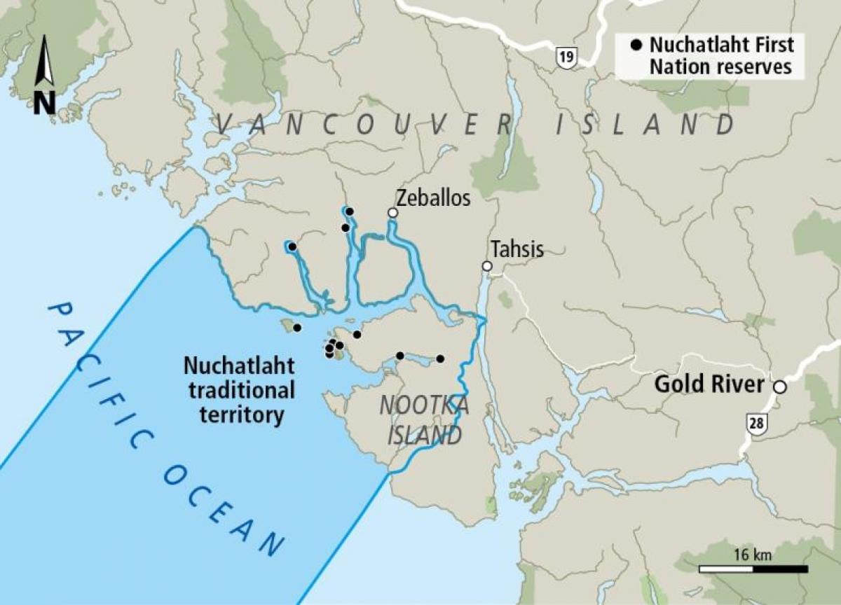Քարտեզ կղզու Vancouver առաջին ազգերի