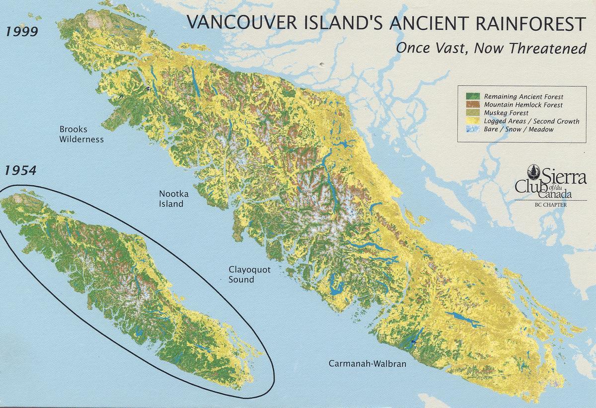 արեւադարձային Vancouver island քարտեզ