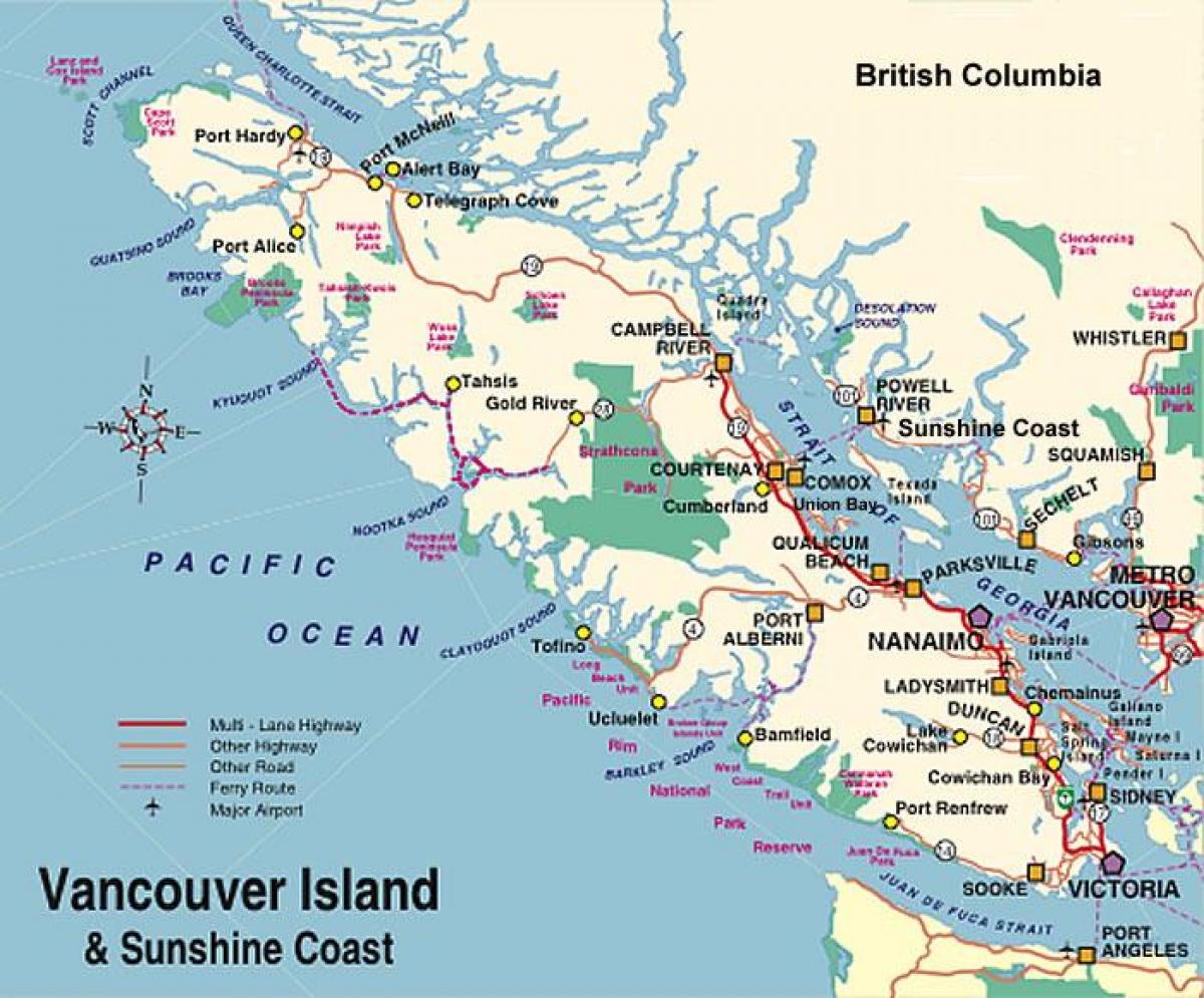 արշավ Vancouver Island քարտեզ
