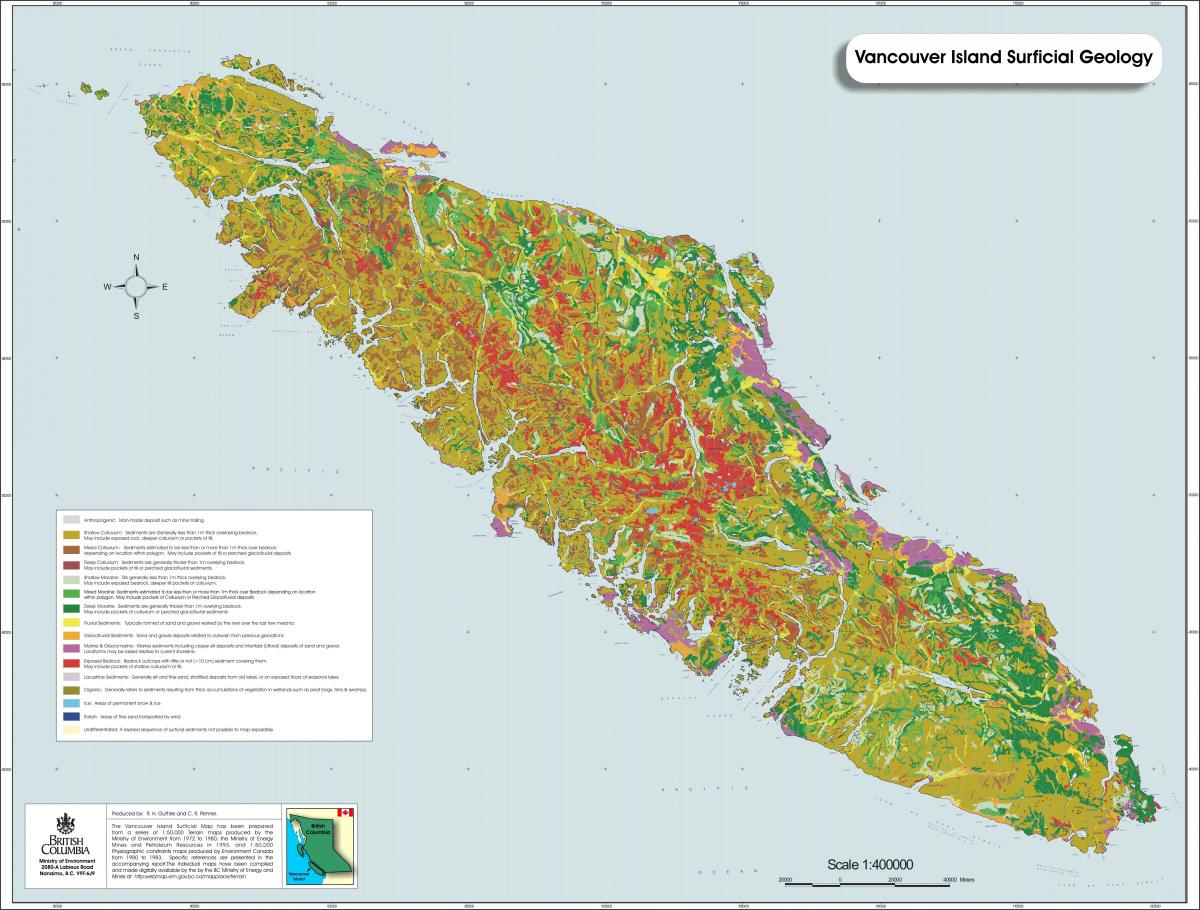 Քարտեզ կղզու Vancouver երկրաբանության