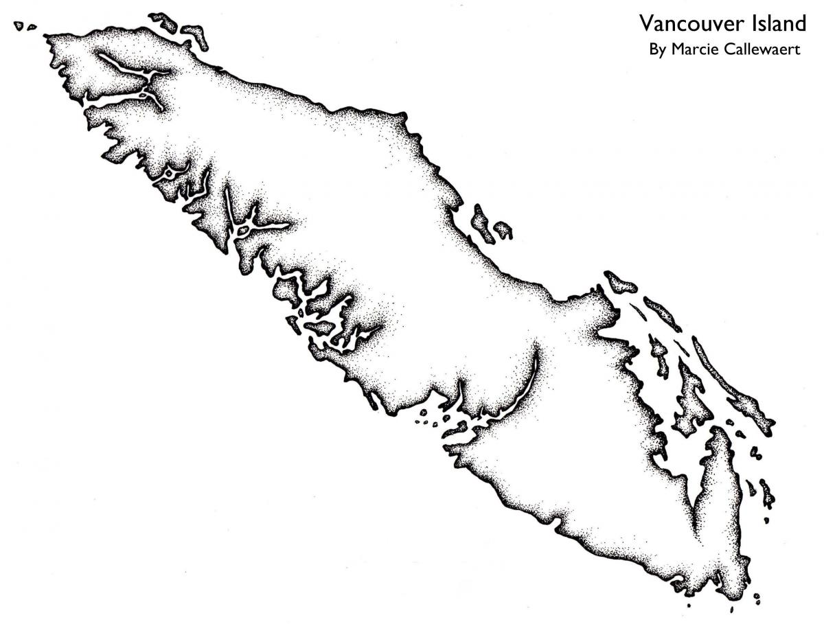 Քարտեզ կղզու Vancouver էսքիզները