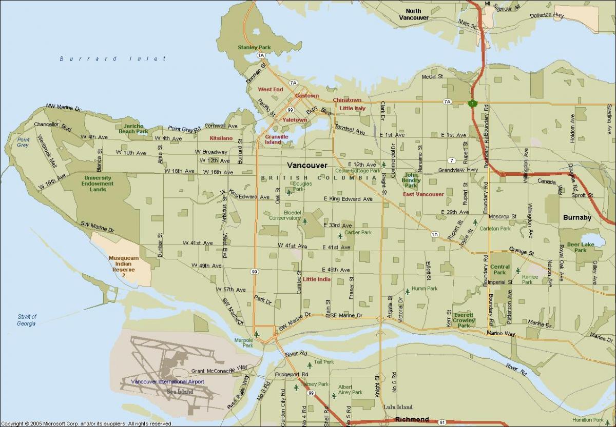 որտեղից Vancouver քարտեզ