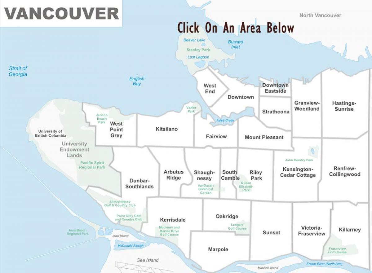Vancouver իրական քարտեզը 