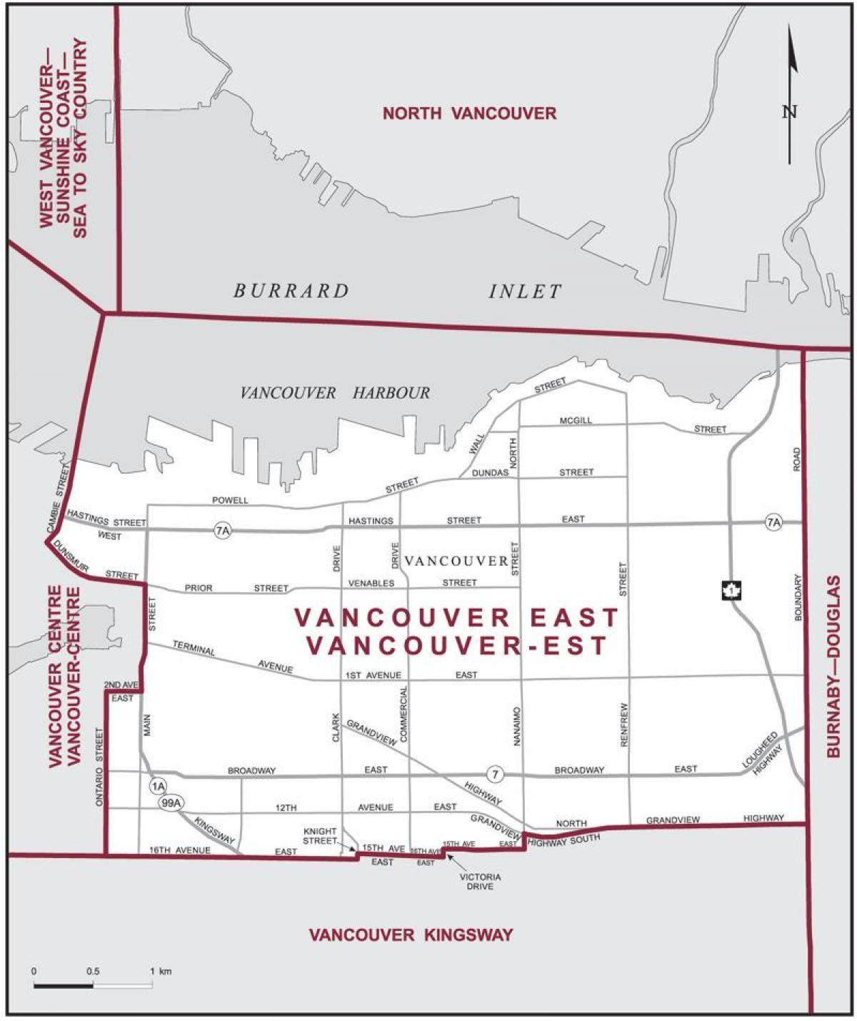 Քարտեզ Մայն-Vancouver 