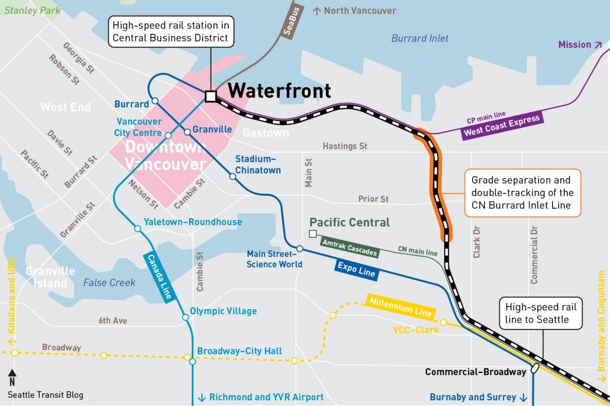 Քարտեզ ջրամբար կայարանի Vancouver