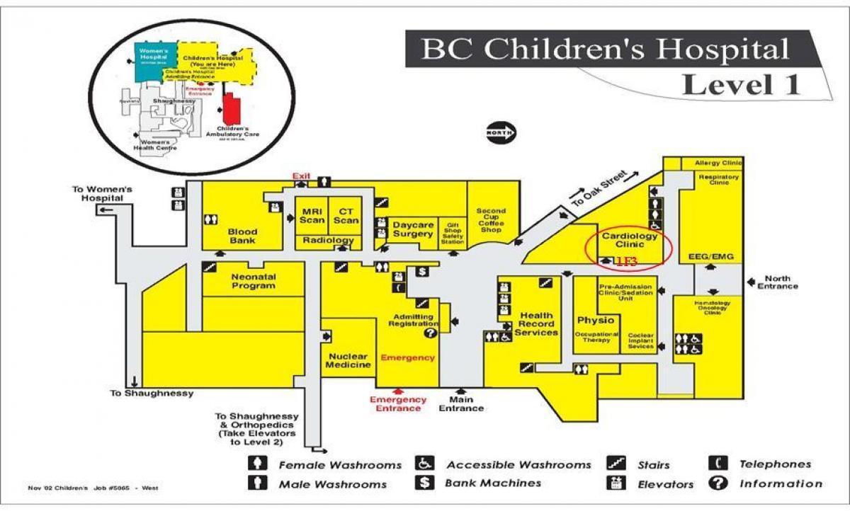 քարտեզը հիվանդանոց bc երեխաների 