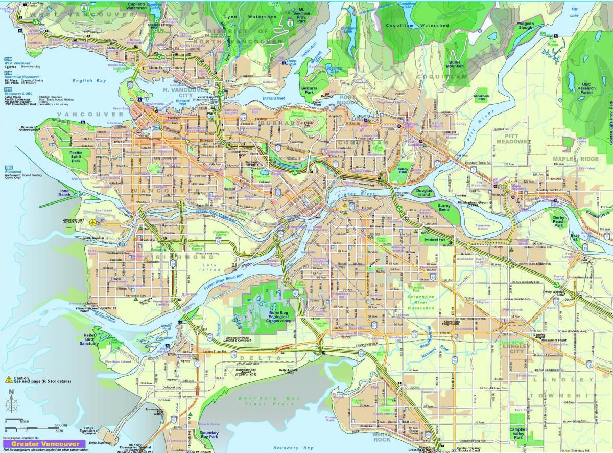 Քարտեզը Մեծ Vancouver