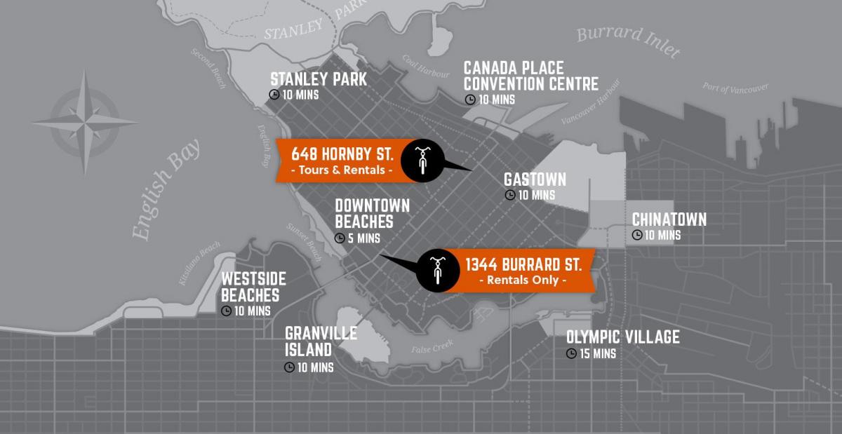 Քարտեզ ցիկլի ղեկավարությունը կղզու Vancouver 