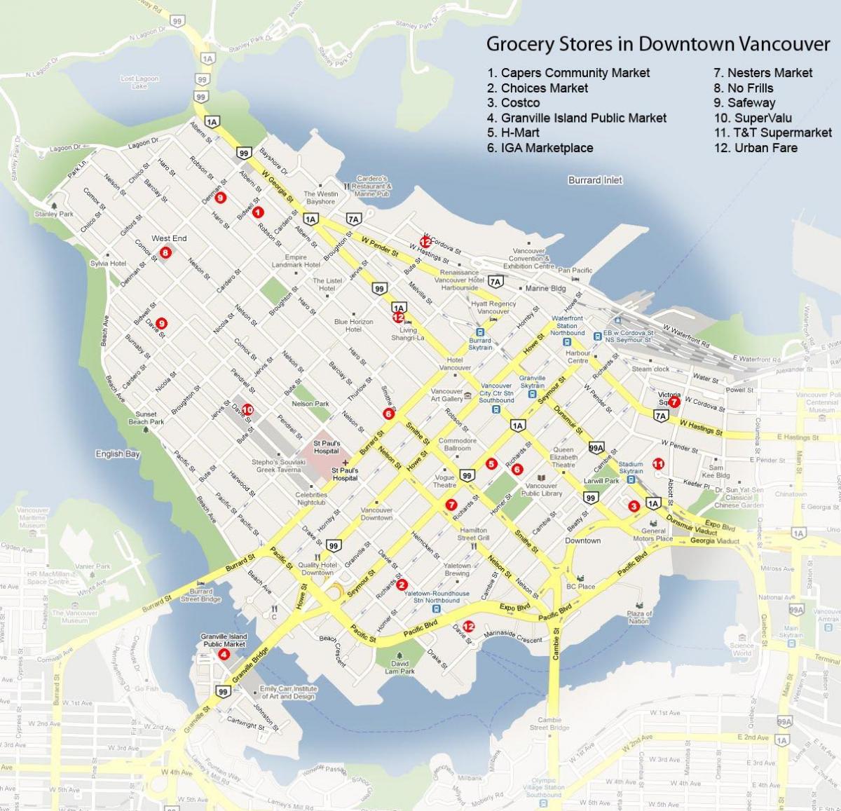 Քարտեզ խանութի Vancouver