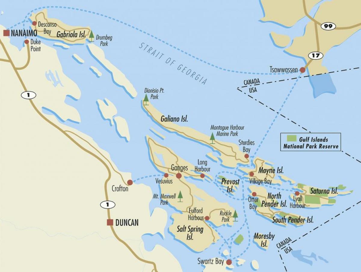 քարտեզ կղզիներ Պարսից ծոցում Բրիտանական Կոլումբիա, Կանադա