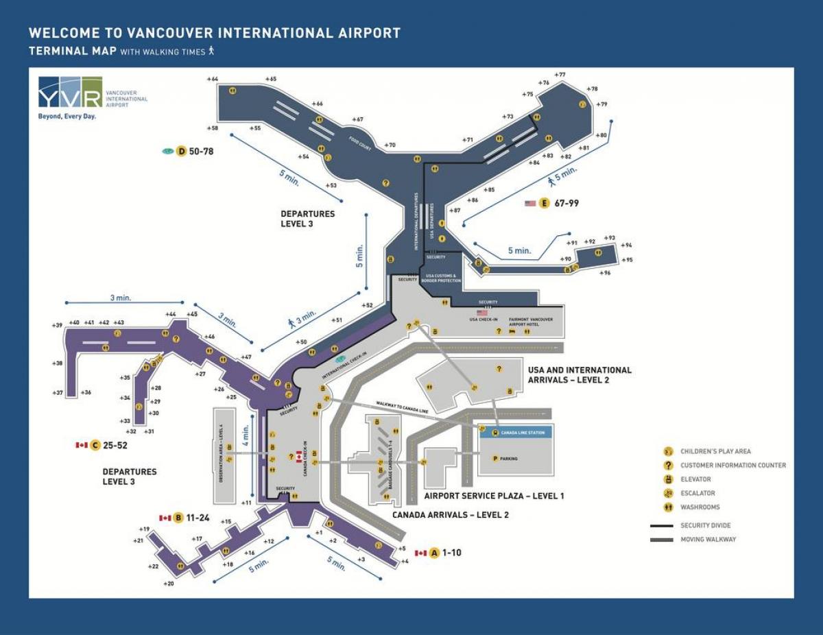 օդանավակայանը Vancouver, Կանադա քարտեզ