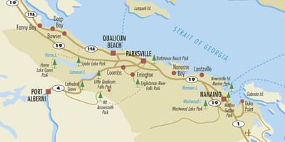 Քարտեզ խորը դափնիներ Vancouver island 