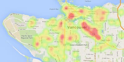 Քարտեզ քաղաքի Vancouver bc