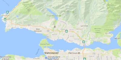 Vancouver island լեռներում քարտեզի վրա