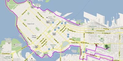 Քաղաք: Vancouver հեծանիվ քարտեզի վրա