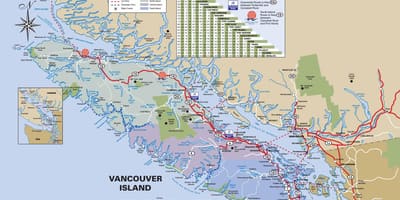 Կղզի մայրուղու Vancouver քարտեզ