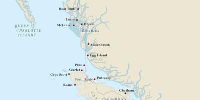 Քարտեզ կղզու Vancouver beacons