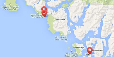 Քարտեզ կղզու Vancouver տաք աղբյուրներ