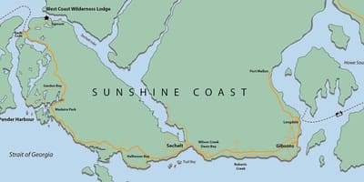 West coast կղզու Vancouver քարտեզի վրա
